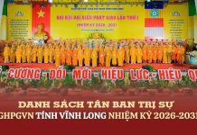 Danh sách và chức danh Tân Ban Trị sự GHPGVN tỉnh Vĩnh Long, nhiệm kỳ 2026-2031